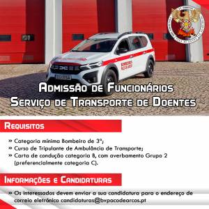 Admissão de funcionários – Serviço de Transporte de Doentes