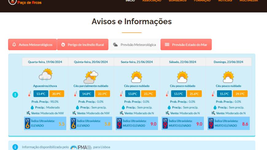 Novas Funcionalidades no Site dos Bombeiros Voluntários de Paço de Arcos