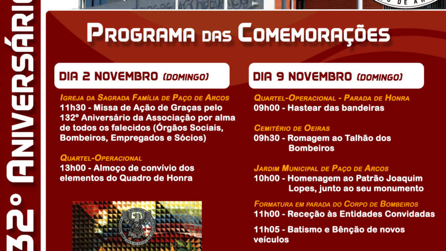 Programa das Comemorações do 132.º Aniversário