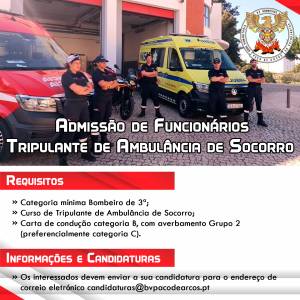 Admissão de funcionários – Tripulante de Ambulância de Socorro