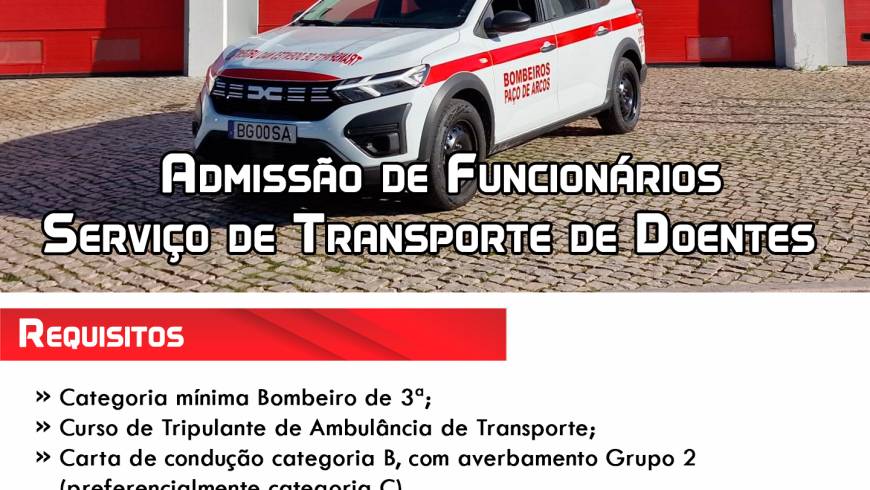 Admissão de funcionários – Serviço de Transporte de Doentes