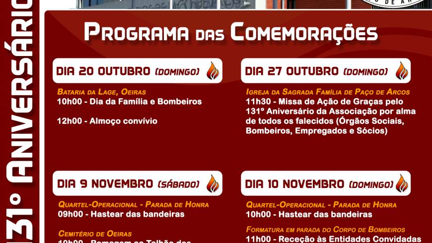 Programa das Comemorações do 131º Aniversário